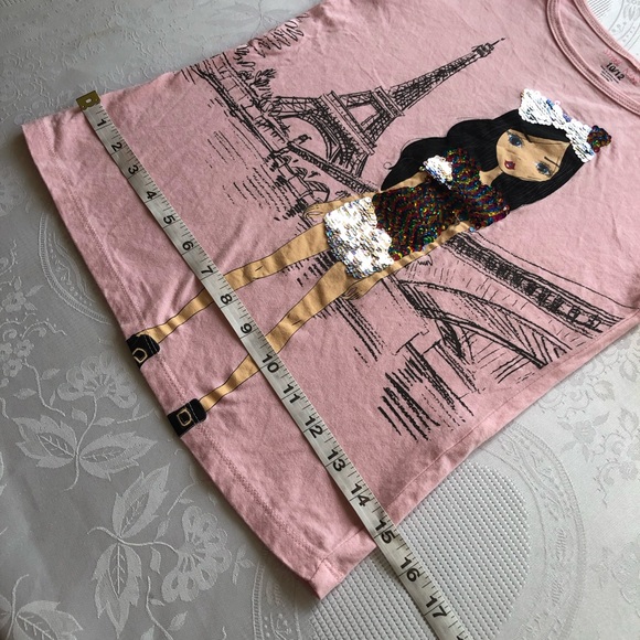 Sweet Kiss Pink Long Sleeves T-Shirt A Girl In Paris Girls Size 10/12 Top Casual - Picture 6 of 14